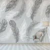 Moderne Simple peint à la main plume murale papier peint 3D salon chambre Art papier peint Style nordique décor à la maison Papel De Parede
