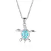 Fashion Silver rempli bleu Imitati Opal Sea Turtle Pendant Collier pour femmes Animaux Femme Bijoux sur la plage de l'océan 1 447 3784552