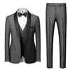 Plyesxale Men Suit 2021 Slim Fit Wedding Suits For Shawl Collar Gray Bourgondië Marineblauw Tuxedo Jacket 3 stuks 6xl Q1251 Heren Blazers