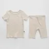 Printemps automne enfants pyjamas ensemble à manches longues coton garçons vêtements de maison couleur Pure filles vêtements ensembles décontractés ZYY898