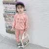 여자 아기 스포츠 옷 편지 트랙 슈트 여자 스웨트 셔츠 바지 어린이 옷 소녀 유아 어린이 운동복 210412