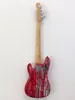 Relic Red ZZ Top Dusty Hill John Bolin Peeler Guitare basse électrique de précision Matériel chromé Pickguard blanc Accordeurs vintage