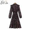 H.Sa Długie sukienki dla kobiet Elegancki Kwiatowy Bow Florals Ruffles Maxi Dress Party Vestidos Czarne ubrania Kobieta 210417
