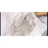 Fashion Cotton Linen Summer Women Flower Embroidery Hollow Out Long Sleeve Stitching Office Lady Shirt Tops 210416