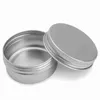 Badrum Förvaring Organisation Flat Silver Metal Bins Jars Tom Slip Skjut Runda behållare med tätt förseglat vridskruvkåpa, 5 st