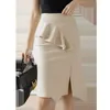 Koreanische Mode Röcke Hohe Taille Frau Sommer Solide Mid-shirt Sexy Lotus Blatt Rand Frauen Kleidung für Weibliche 210604