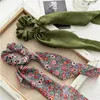 Flowers Long Ribbon Elastic Hair Bands Dot Floral Print Hair Ties Rope Ponytail Hair Rope Removeable Scarf Scrunchies Headwear