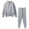 Dorywczo Moda Dzianiny Dwa kawałki Dresy Ustawia Kobiety Sweter Zip-Up Sweter + Wysoka Talia Jogger Spodnie Koreański Set 310513