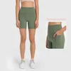 L-178 High-Rise Yoga Pants With T-Line Naked Feeling Elastic Tight Women Fitness Hot Trousers Slim Fit Sweatpants Side Drop-in Pockets Sports Shorts