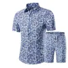 Sommer Männer Sets 2018 Neue Druck Floral Kurzarm Shirts Sets Fashion Casual Fit Schlank Umlegekragen Männer Anzüge g1209