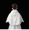 Ragazze di fiore Addensare Peluche Bolero Coprispalle Principessa Bianco Cappotto di pelliccia sintetica Spalla Mantella Abito da sposa Scialle Avvolge Stola Bowknot 211204