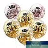 5 sztuk 12-calowe Konfetti Balony Latex Rose Gold Birthday Balony 18 21 30 40 50 lat rocznicowe dekoracje weselne