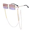 Designer solglasögon med kedjestjärndesign för kvinnor modemodell dam liten storlek rektangel ram gradvis lins pc4480487