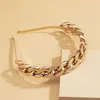 Ccb kubansk kedja form band huvudband enkelt guld hårband hoop lås för kvinnor tjejer mode smycken kommer och sandiga