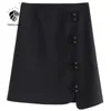 FANSILANEN Chinese style sexy short a-line skirt Women vintage high waist black summer Elegant female asymmetrical 210607