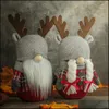 Christmas Decorations Festive & Party Supplies Home Garden Gnomes Decoration Reindeer Horns Plush Elf Doll Ornaments Holidays Decor Valentin