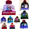 Cappelli di Natale Maglione Cappello di berretto lavorato a maglia di Babbo Natale con LED illuminato Cartoon Patteren Regalo di Natale per bambini Forniture di Capodanno Spedizione gratuita DHL HH7-1552