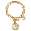 Подвески Женщины Двухслойный Золотой Цвет Специалист CZ Moon Round Elizabeth Queen Chain Bracteled LDB308