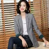 Elegante kantoor vrouwelijke blazer hoge kwaliteit plus size vrouwen casual plaid professionele pak jas temperament dames jas 210527