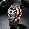 Montres-bracelets LIGE 2021 bleu cuir hommes montres haut montre à Quartz pour hommes Design de mode horloge mâle étanche montre-bracelet