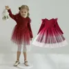 Baby Girl Winter Clothes Little Girls Costume Party Dress Dla Dzieciak Girl Urodziny Z Długim Rękawem Tutu Dress Kid Christmas Red Costume Q0716