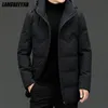 Piumino d'anatra da uomo lungo 90% moda casual di marca di fascia alta con cappuccio nero giacca a vento piumino invernale abbigliamento da uomo 211206