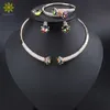 Dubai Jewelry Sets for Women Dubai Nigeria Crystal Necklace Earrings Set Bridal Gift African Wedding Bridesmaid Jewelry Sets H1022