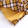 vintage plaid ruhced summer dress women chic streetwear button mini sexy backless checkered cotton 210427