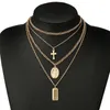 Pendant Necklaces Bohemia Gold Cross Necklace Virgin Mary Fashion Exaggerated Buddha Square Gift Women Jewelry