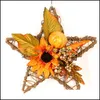 Dekoratif Şenlikli Parti Malzemeleri Ev Gardendecorative Çiçekler Çelenk Ahşap Ayçiçeği Kabak Beş Sırsır Yıldız Dekorasyon Duvar H Asılı