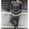 Męskie dresy 2 sztuki Ustaw mężczyzn Mode Modne Klasyczne kurtki drukowane i spodnie Silm Zipper Pullover Sportswear Gentlemen Plaid Mens259U