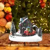 Color LED Light Christmas Snow Small Train Village House Luminous Resin Ornament F19B 211021