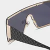 Fashion Large Oblong Women Oversize Sunglasses With Handbag Pattern Legs And One Piece Lenses Cover Frame Rivets Fixed