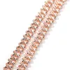 Hip hop baguette relógio colares pulseira 12mm iced out pavimentado strass rosa miami prong corrente cubana para mulheres jóias masculinas chai276o