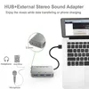 USB3.1-HUB-Stereo-Sound-Adapter, Zubehörpaket, 3 USB-Lade-Hub mit 3,5-mm-Audio-Buchse, Lautsprecher/Mikrofon für PS4/PS5/PC