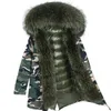 Pelliccia da donna Faux Natural Real Raccoon Coat Jacket Leader con cappuccio Short Parka Long Camouflage 2022 Women Winter