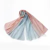 Gradient Two Tone Color Chiffon Muslim Hijab Scarf Big Size Head Shawls Wrap Headscarf Popular Long Scarves Islamic Hat 180*70CM