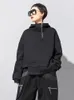 [EAM] Loose Fit Asymmetrical Oversized Sweatshirt Hooded Long Sleeve Women Big Size Fashion Spring Autumn 19A-a527 220308