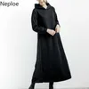 Neploe Maxi Dress for Women Hooded Patchwork Hoodie Dresses Fall Clothes Robe Korean Chic Loose Casual Thicked Vestidos 4G154 210422