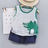 Casual Erkek Giysileri Yaz Toddler Erkek Bebek Karikatür Baskı Gömlek Kısa Pantolon Tops 2 adet Kıyafetler 210429
