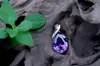 Fina smycken 925 sterling silver naturlig lila sten hänge halsband mode stellux kristall droppe kvinnor d-017