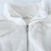 Giacche da donna Cappotto corto da donna in morbido peluche bianco da donna Casual con colletto alla coreana Cerniera Giacca sottile Cappotti Moda invernale femminile Sexy