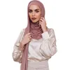 Châles Hijab en Jersey de coton de qualité supérieure instantanée avec cerceau bonne couture enveloppement femmes musulmanes dames foulards 2289697