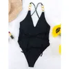 Sexy V-Ausschnitt Badeanzug Bademode Frauen Halter Push Up Bodysuit Monokini Badende Badeanzüge Sommer Strand Tragen 210521