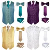 Men's Vests Silk Vest Tie Bowtie Set Floral Quality Wedding Business Dress Party Suit Collocation Male Man Necktie Cufflinks