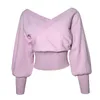 Women's Sweaters 2021 Autumn Winter Knitted Long Sleeve Short Crop Top Deep V Neck Sexy Sweater Women Casual Knitwear Shirts