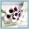 Decorative Wreaths Festive Party Supplies Home & Gardennavy Blue Picasso Calla Lilies Real Touch Bouquets Centerpieces Artificial Flowers Fo