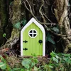 Mignon Miniature fenêtre porte en bois fée Gnome conte de fées porte jardin pelouse ornement Miniature fenêtre et porte décoration de la maison Q08115386931