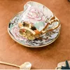 Tazza piattini goccia europa reale caffè tazza di caffè set cucchiaio di rosa cucchiaio gloden lussuoso latte in ceramica tazza di latte top-grade in porcellana tazza di tè drinkware
