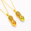 Peanut Shaped Pendant Chain Women Girl 18k Yellow Gold Filled Gift Pretty Fashion Charm Jewelry